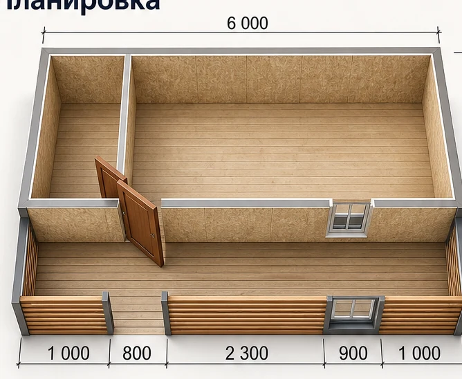 Планировка: Садовый домик с террасой