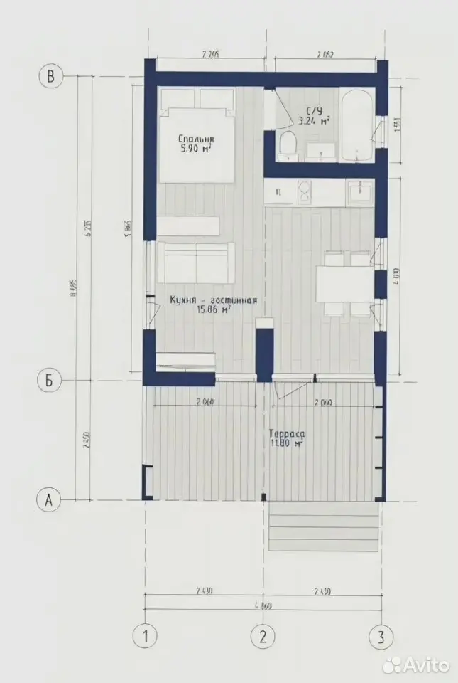Модульный дом с террасой 40 м²