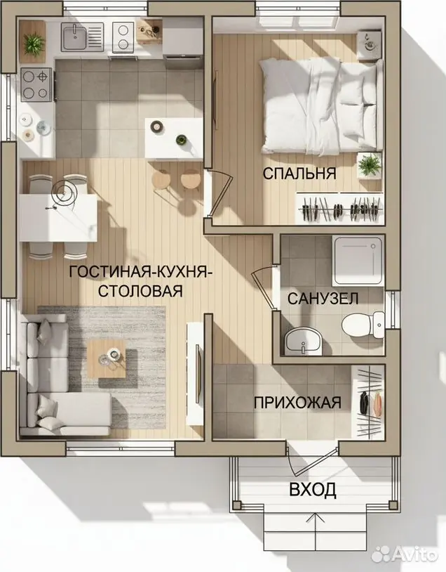 Дачный домик с террасой 46 м²
